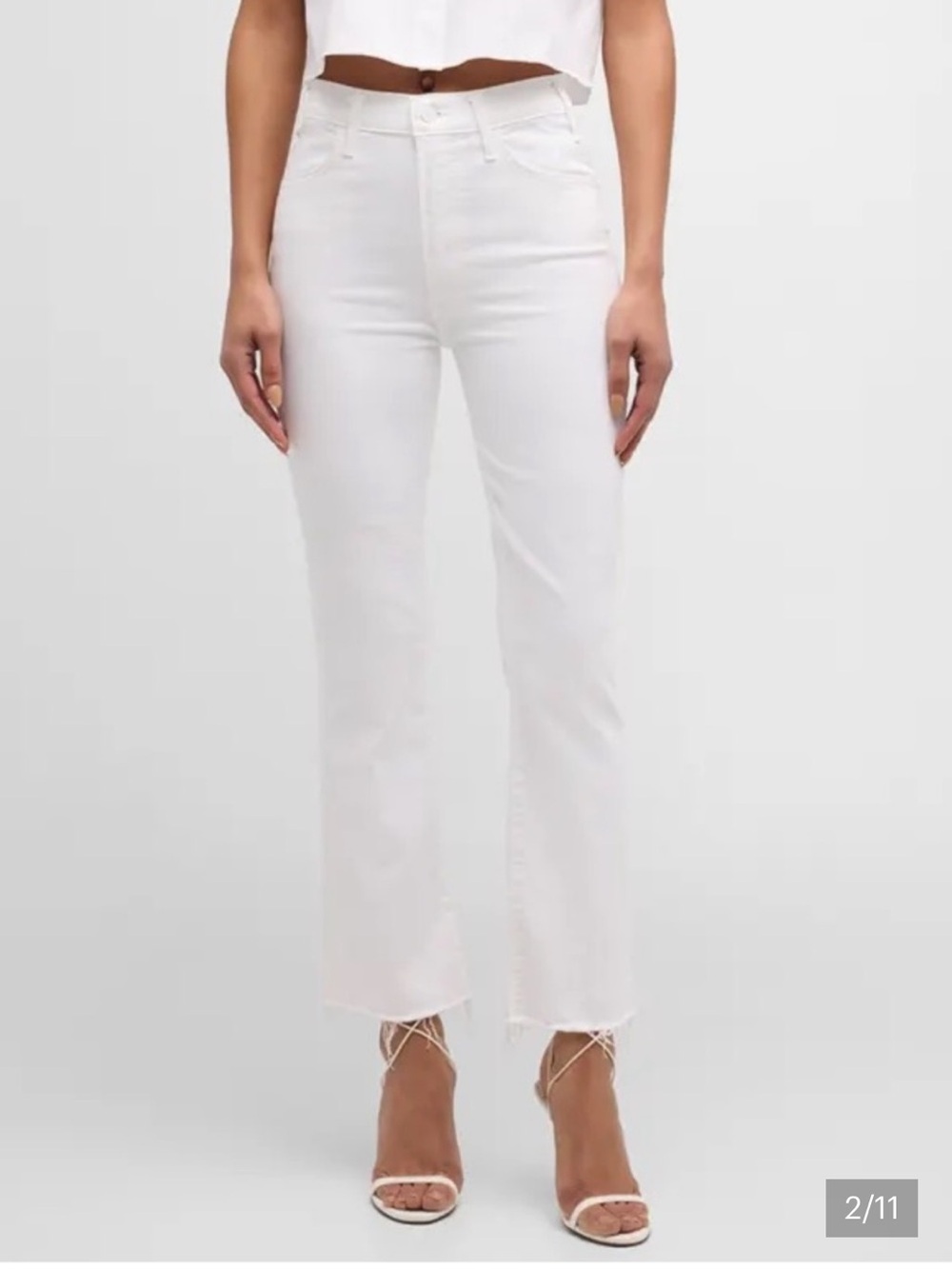 MOTHER The Hustler Ankle Fray Jeans in White - Picture 2 of 5